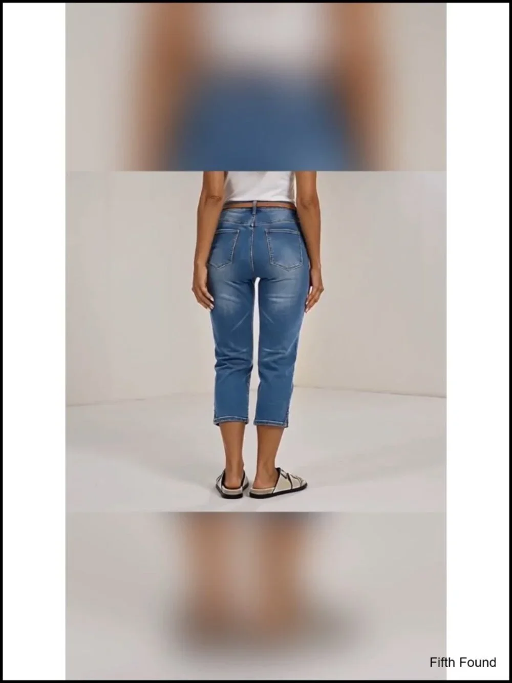 Skinny Capri Mid Waist Split Button Vintage Casual Denim Jeans